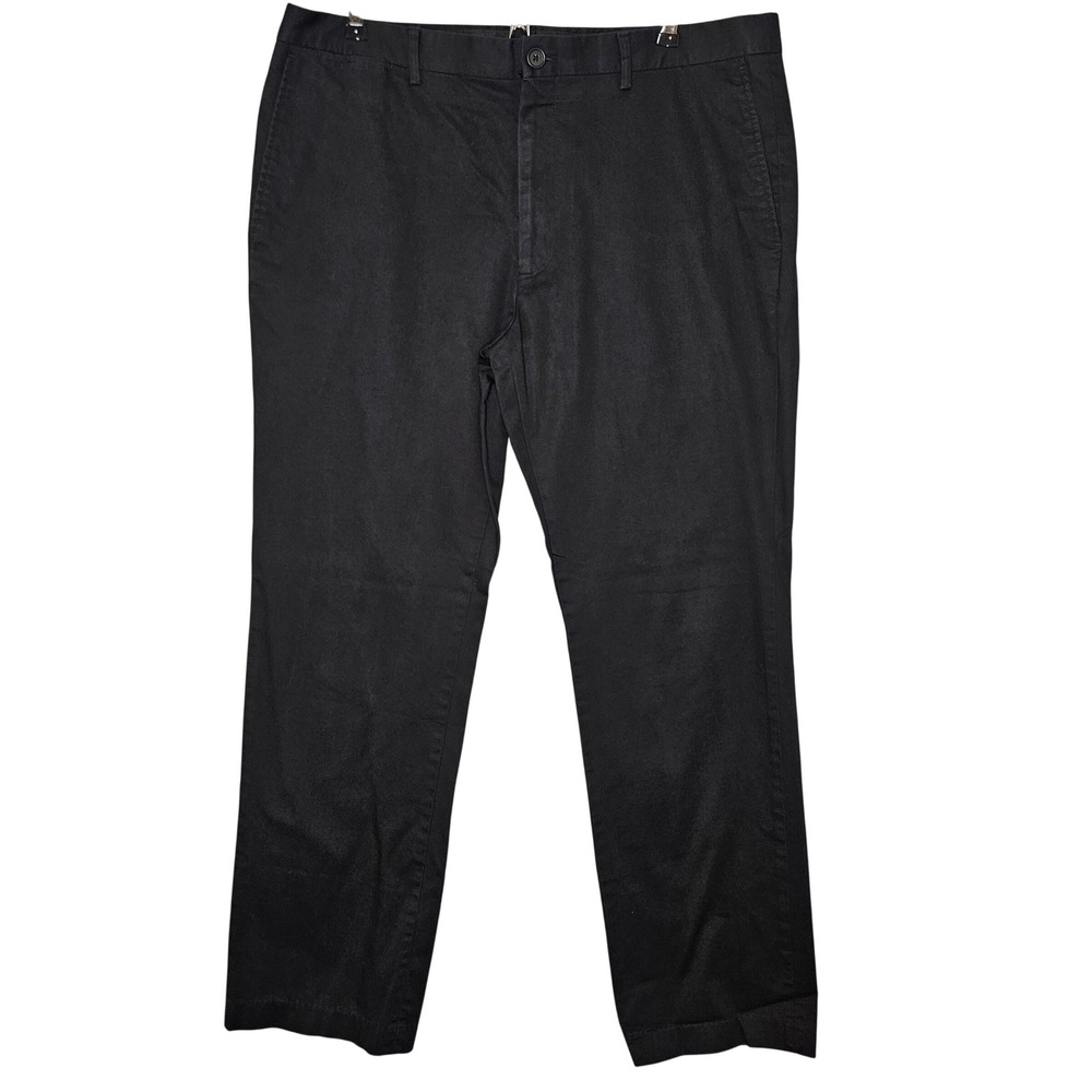 Claiborne Mens Black Chino‎ Pants 36x32 Straight Leg Stretch Cotton Dress Slacks